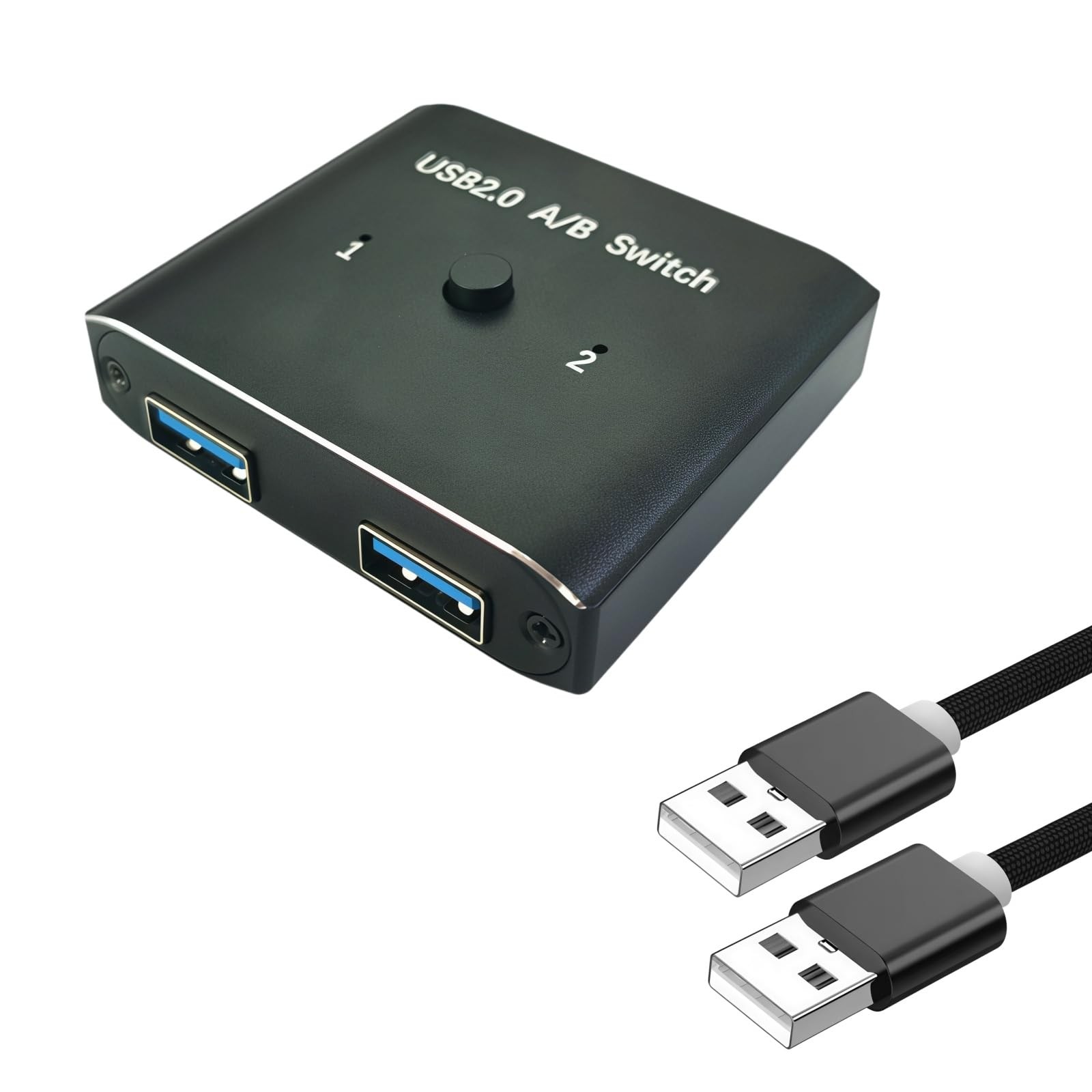 USB2.0 Switch with 2Pack Usb2.0 Cable(1M), Bi-Directional 1 in 2 Out/2 in 1 O...
