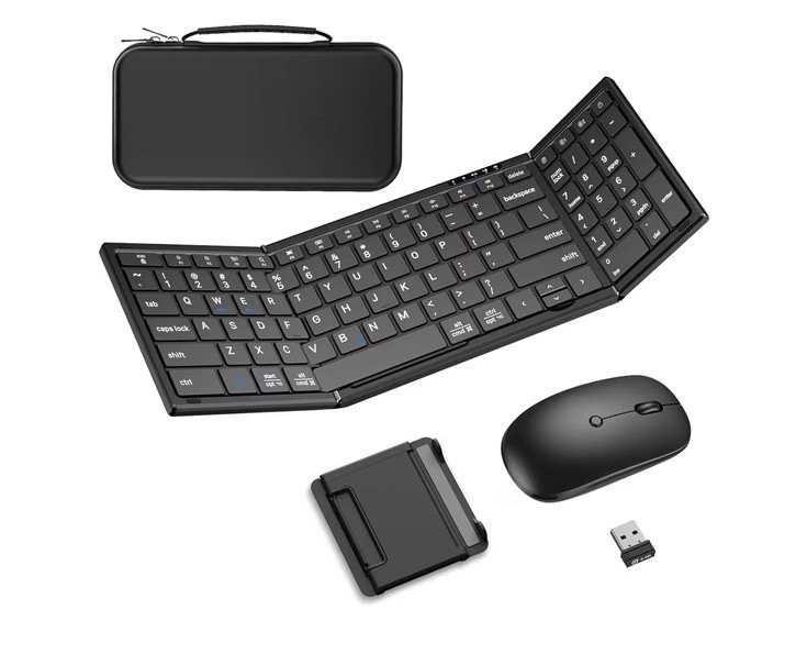 Full-Size Foldable Keyboard and Mouse Combo,2.4G USB,Plug&Play, Lag-Free