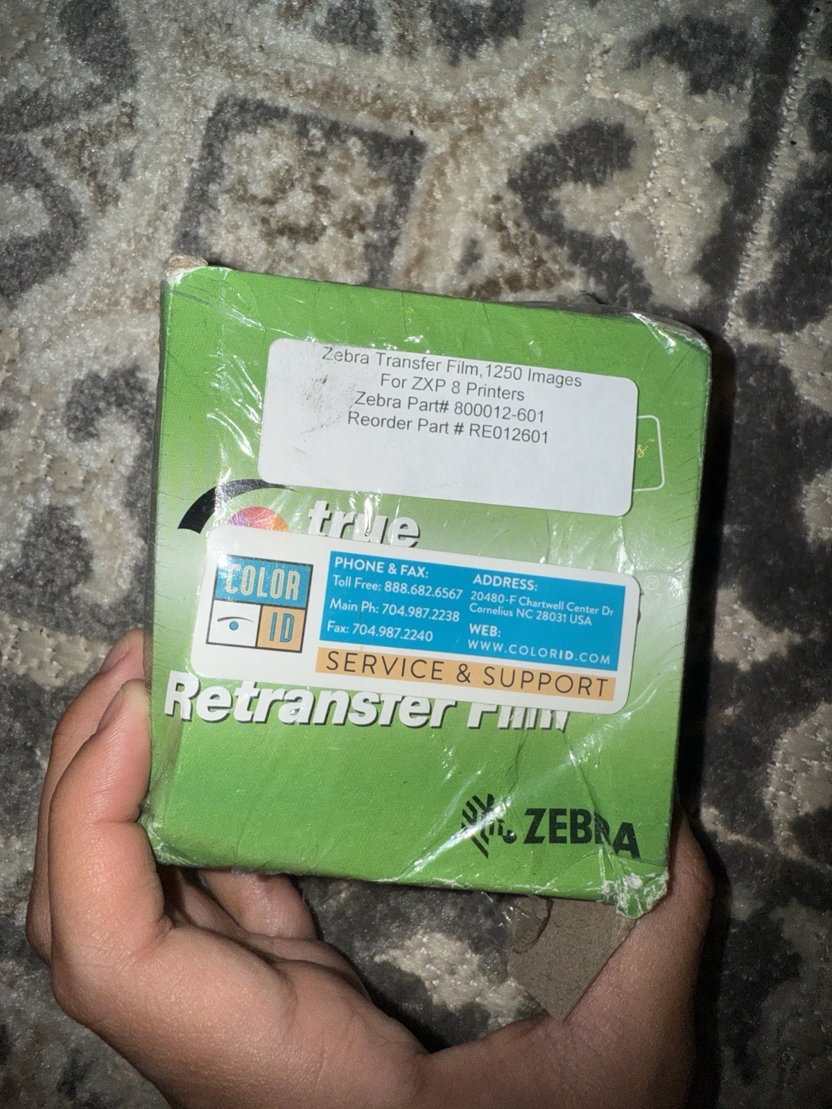 Zebra TRANS inTM-1250 IMG REXFER True Colours Transf Film PN:800012-601 OEM NEW.