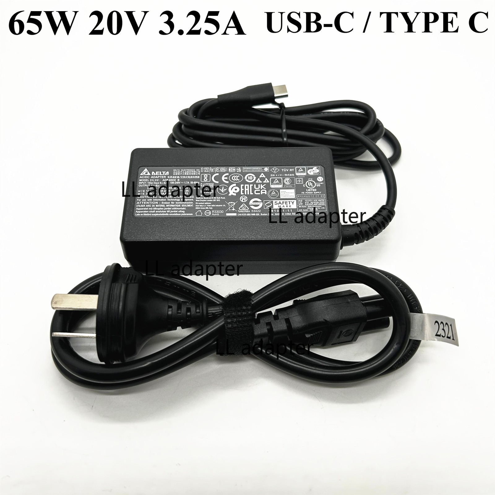 Original Delta 65W 20V 3.25A USB-C Charger ADP-65KE B Type C Power Adapter