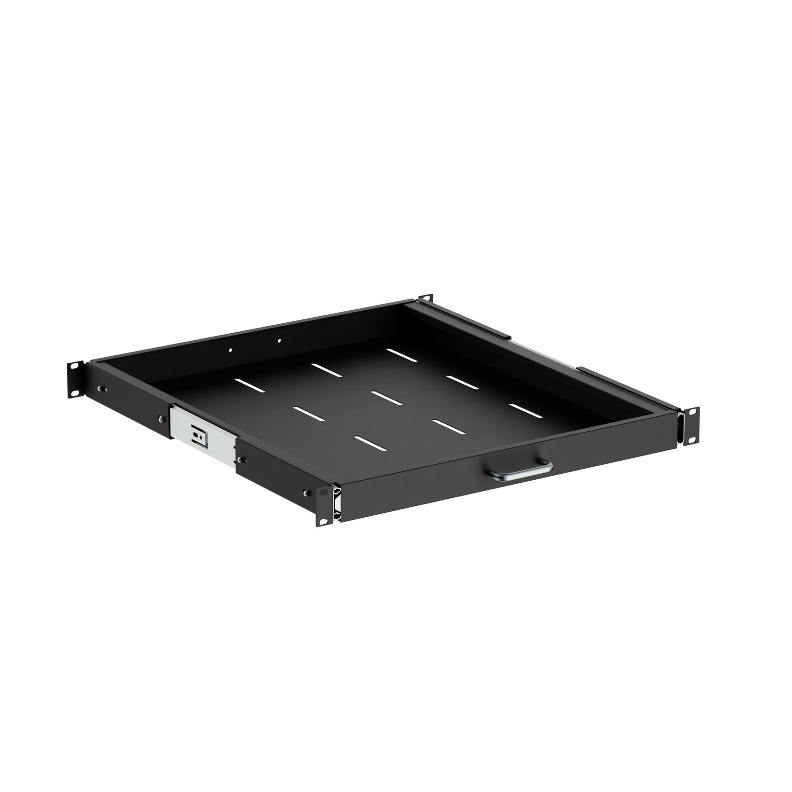 ynVISION.DESIGN 1U Sliding Rack Shelf – 20″ Deep Pull-Out Mount black 