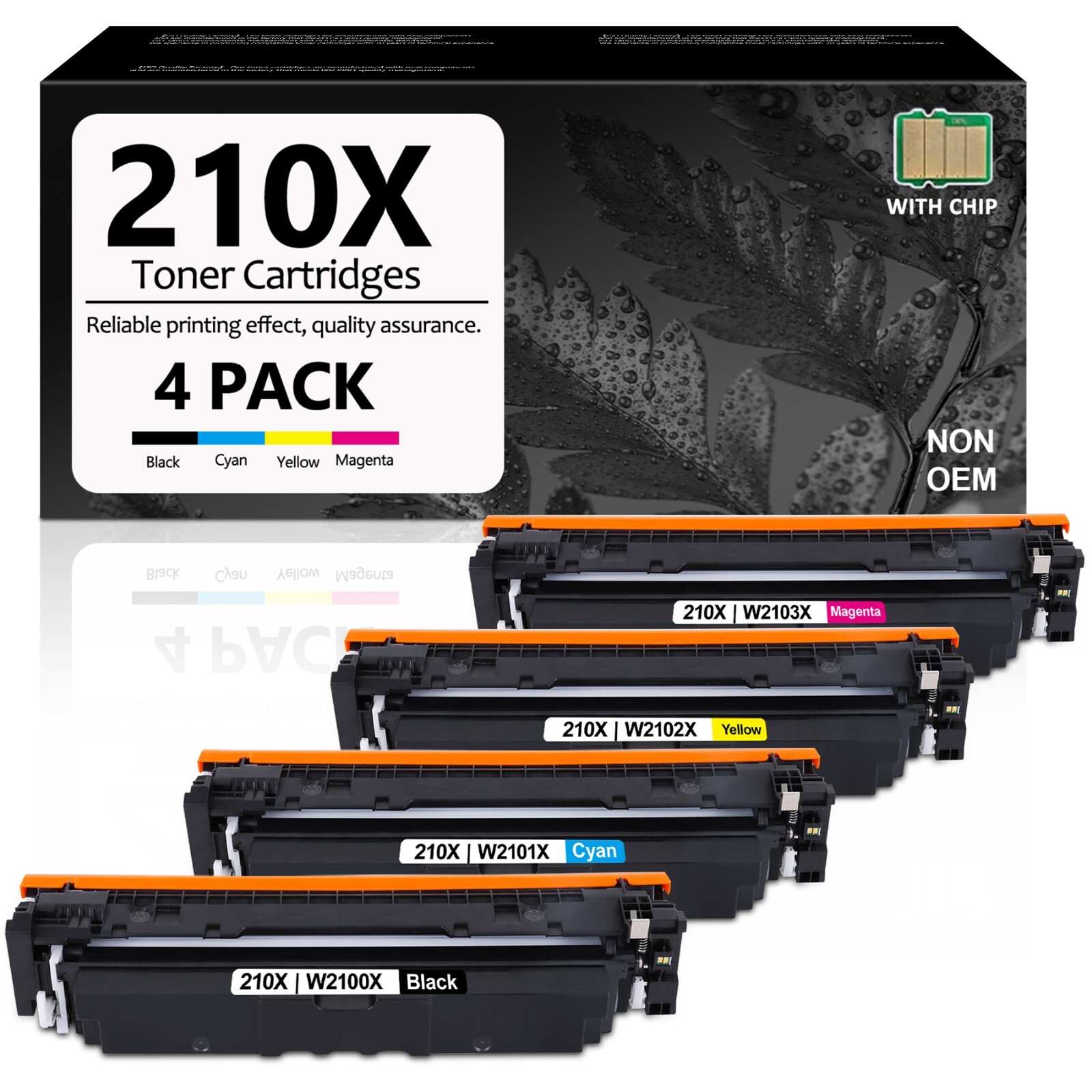 FADSOON® 210X Toner High Yield 4 Pack BCMY for HP Laser 4201dw Printer W/ Chip