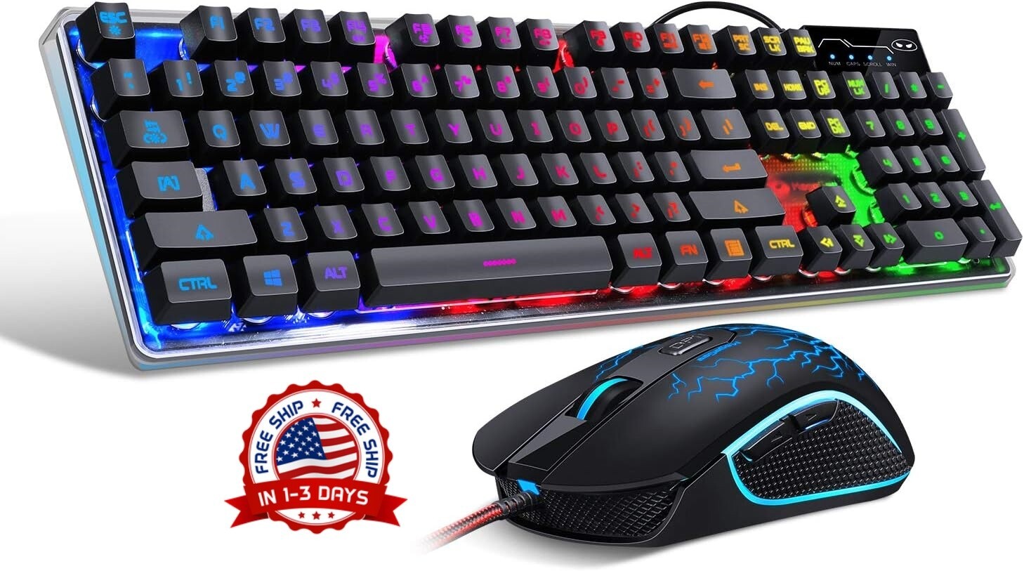 Combinación de teclado y ratón para juegos juego de juegos por cable ligero NEW