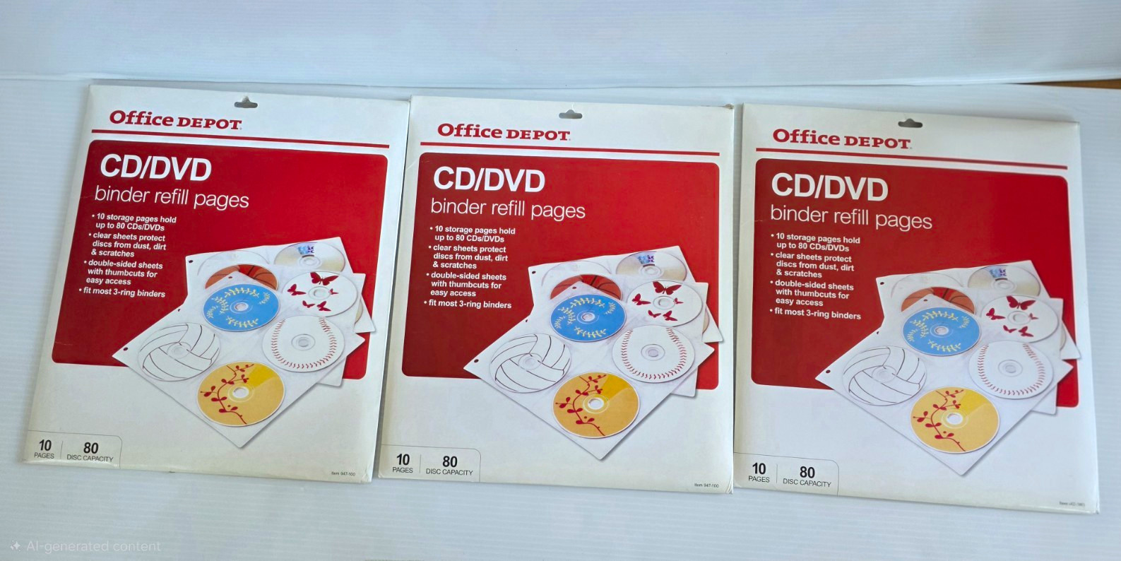 Lot Of 3, Office DEPOT CD/DVD Binder Refill Pages 10 Pages,