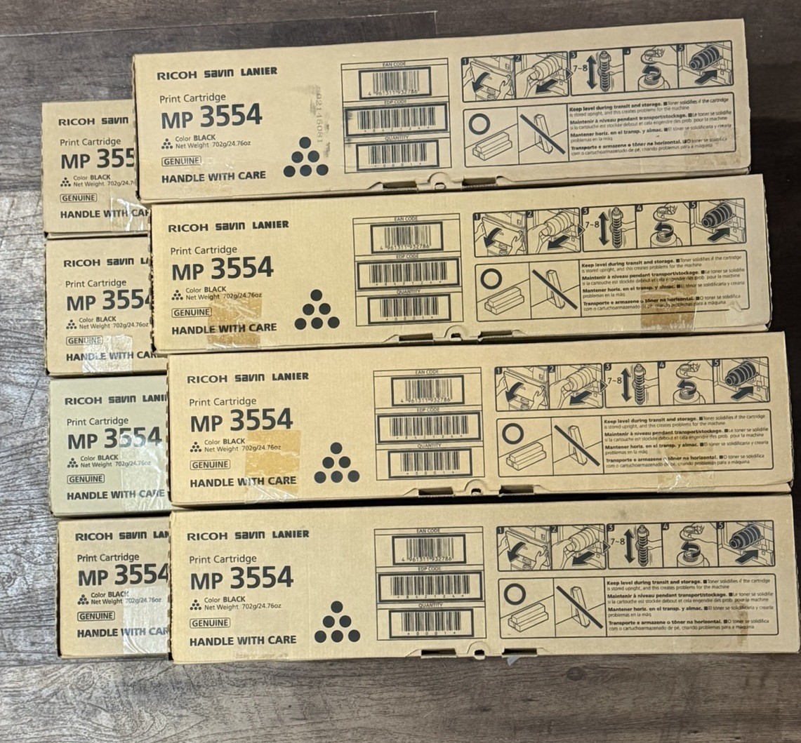 New Lot of 8 Genuine OEM  Ricoh MP3554 Black Toner 842124 IM 2500 IM 3500