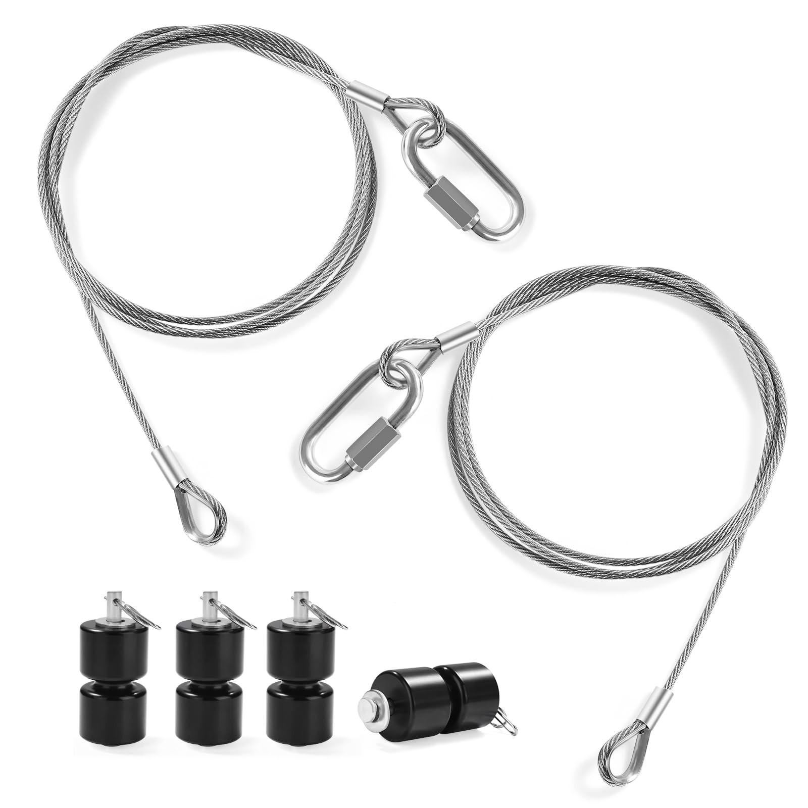 2Pcs Lift Cable Compatible Cable+4Pcs Black Aluminum Alloy Rollers 