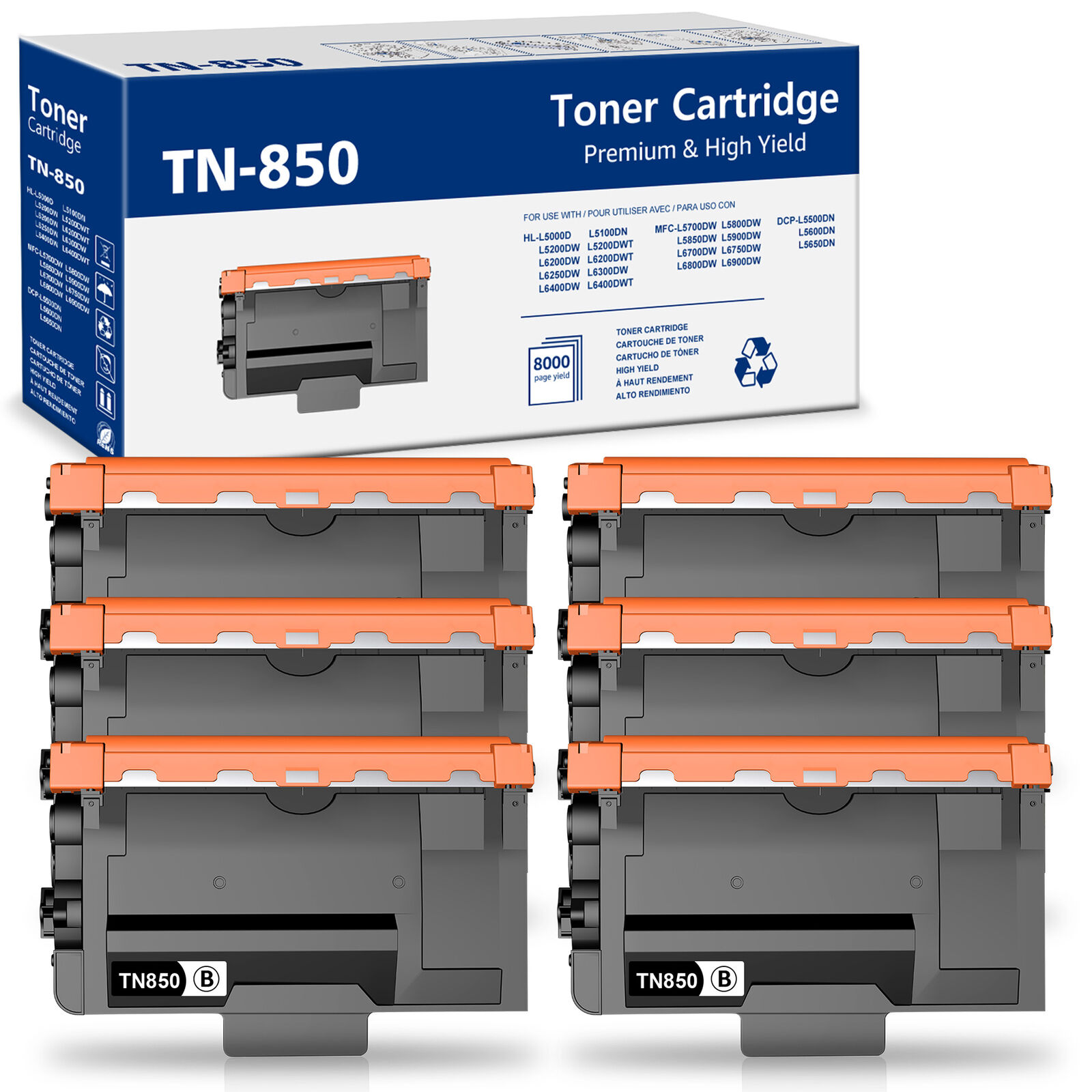 6x TN-850 Toner Cartridge Compatible for brother HL6180DWT MFC8710DN MFC8950DWTD