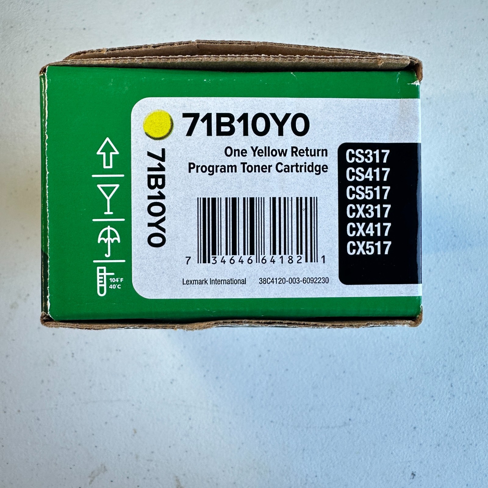 Lexmark 71B10Y0 Yellow Toner Cartridge Genuine OEM Sealed CS317 CS417 CX317