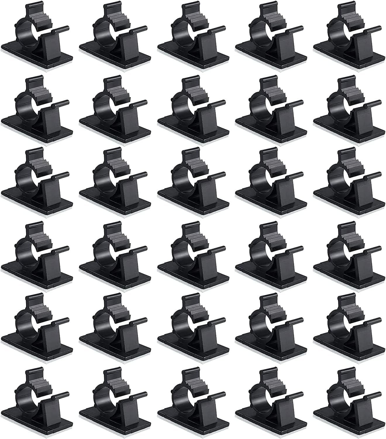 30 Pcs Black Clips Self Adhesive Backed Nylon for 0-0.4''(10mm) cable 30black