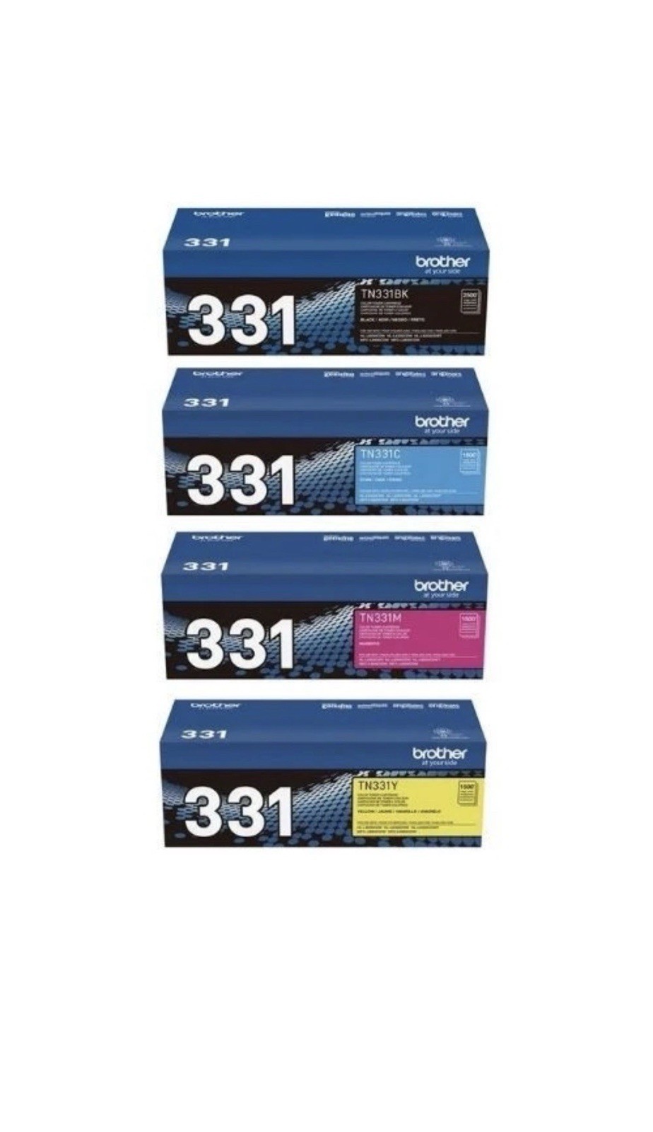 4-Pack GENUINE BROTHER OEM TN331 Blk TN331C TN331Y TN331M TONER SET