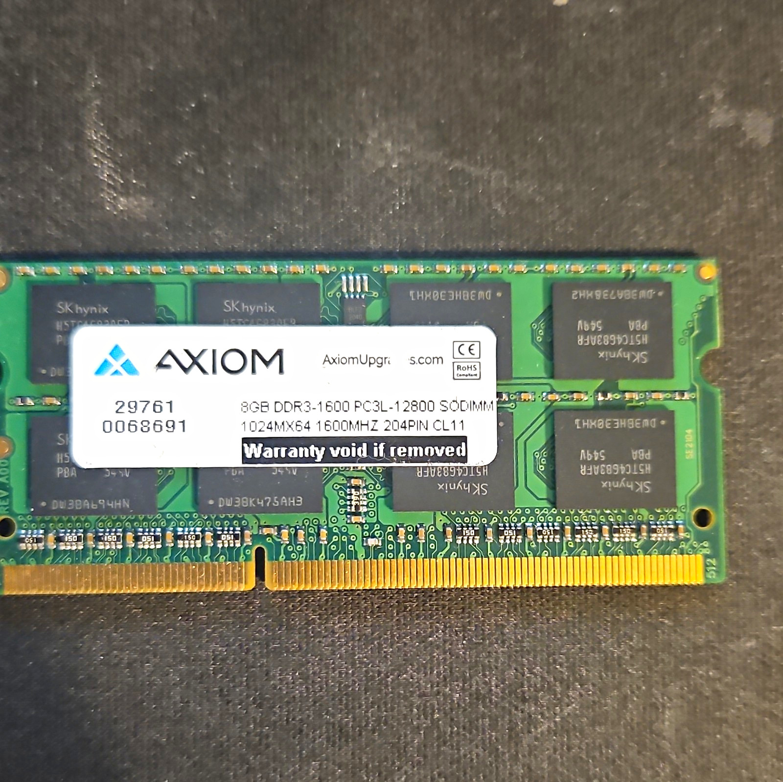 Axiom 8GB (1x8GB) DDR3L-1600 PC3L-12800 SO-DIMM 204-Pin CL11