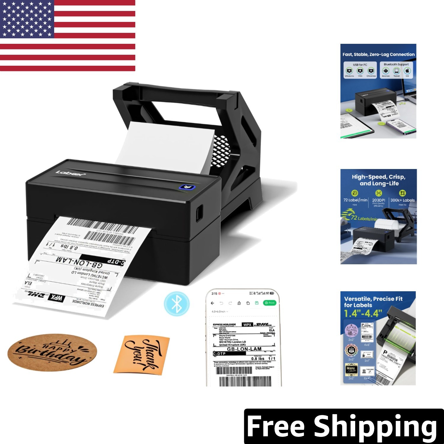 High-Speed 4x6 Thermal Printer for Efficient Shipping - Compatible with Shopify