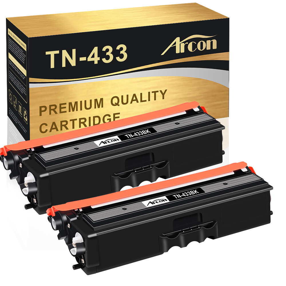 Compatible For Brother TN433BK TN433 Black High Yield Toner Cartridges 2-Pack