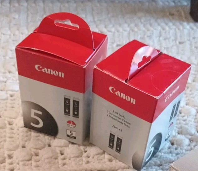 NIB Genuine Canon PGI-5BK 5 PGBK Lot 2 Packs - 4 Black Ink Cartridges Office