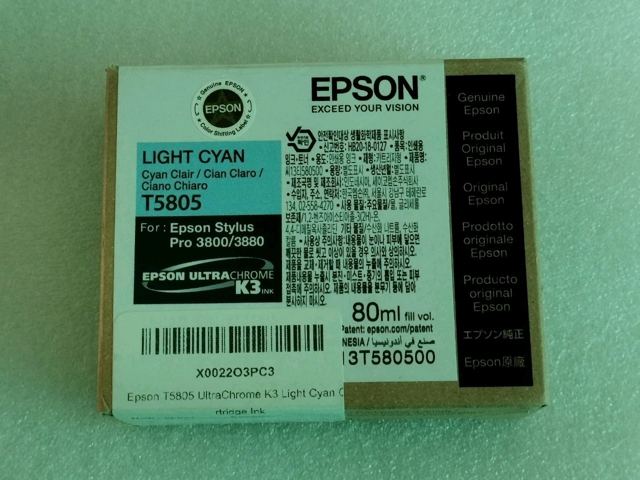 12-2023 Opened Bag Never Used Genuine Epson T5805 Light Cyan 80ml Ink 3800/3880