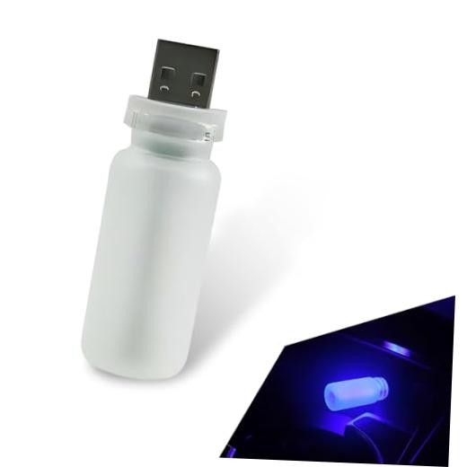 Car USB Ambient Light, Mini Retro Frosted Glass Bottle Atmosphere 1 PC Blue