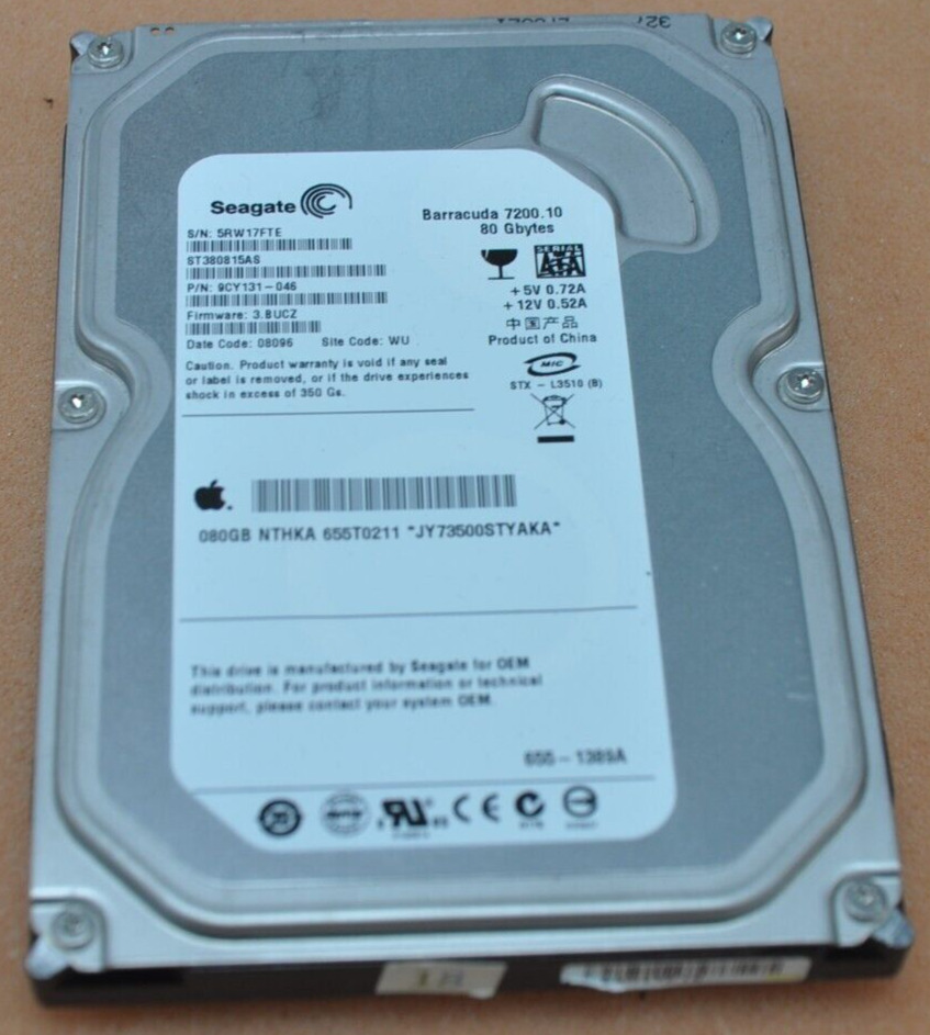 Apple NTHKA 655T2011 OEM Seagate ST380815AS 80GB SATA 3.5