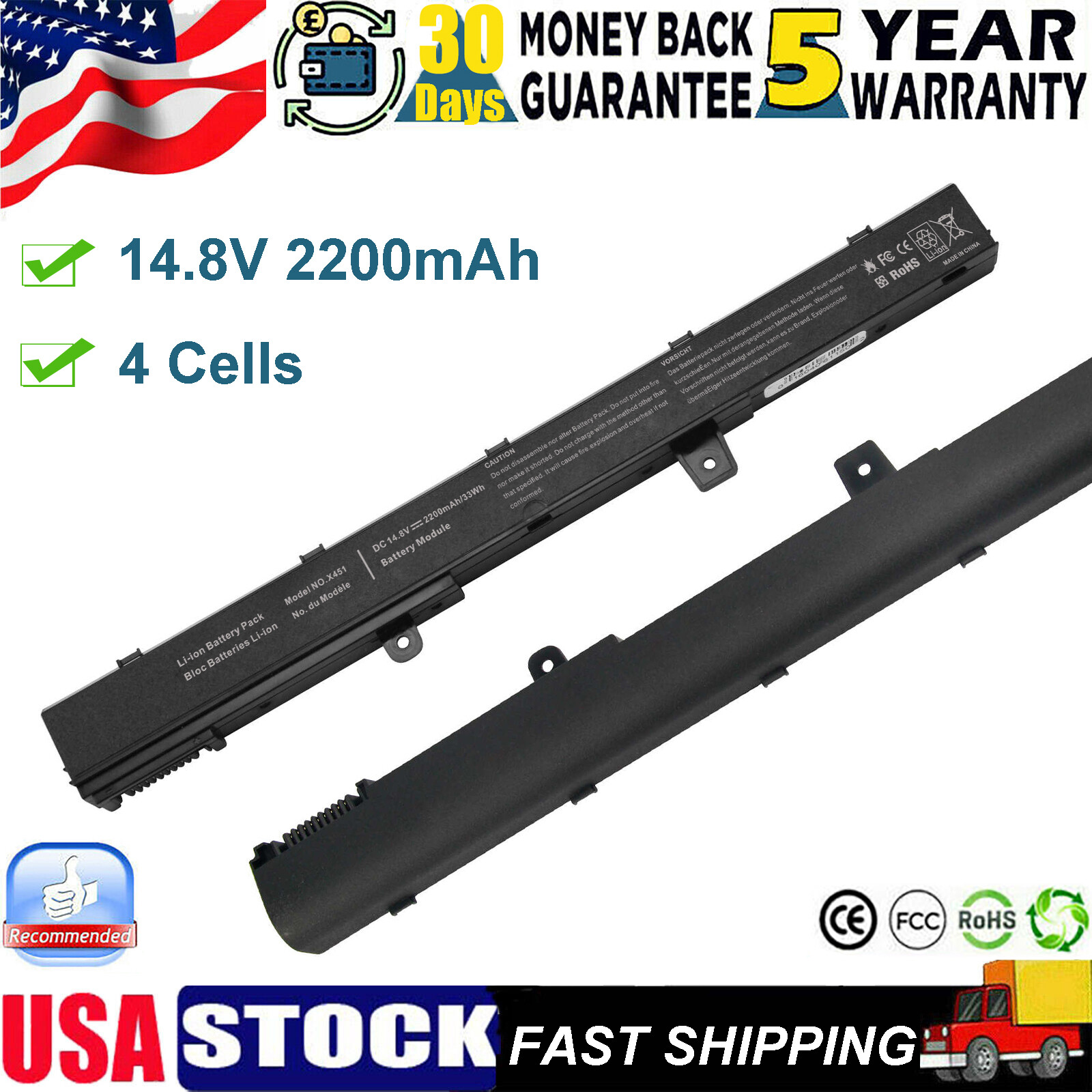A31N1319 A41N1308 Battery For Asus X451 X551 X551C X551CA X551M X551MA Laptop