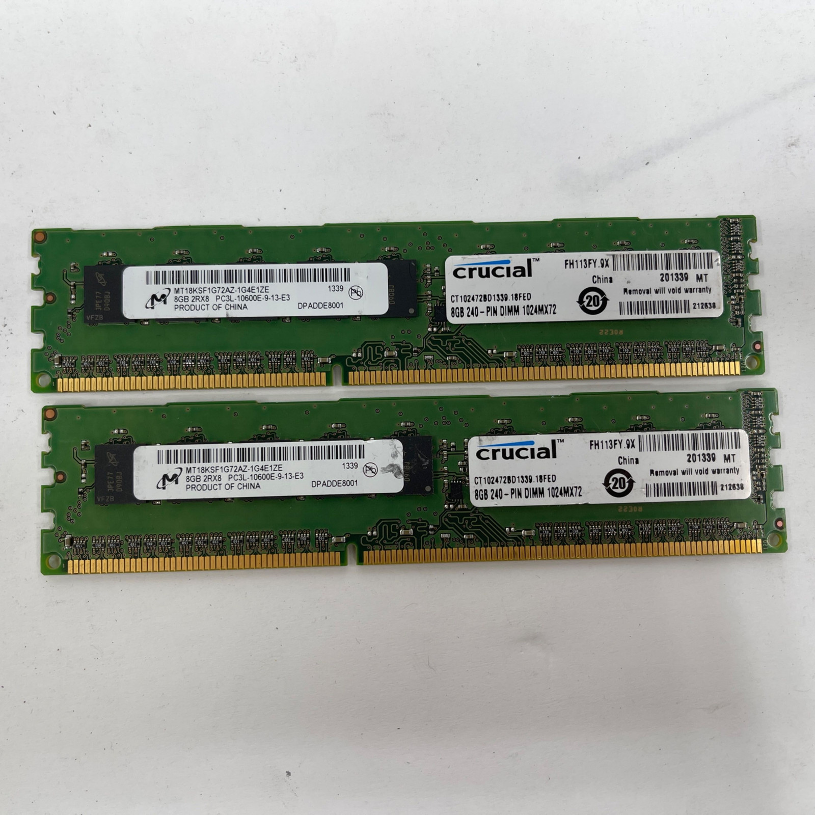 16GB (2x8GB) Crucial PC3L-10600E DDR3L-1333 ECC Unbuffered Desktop RAM *READ*