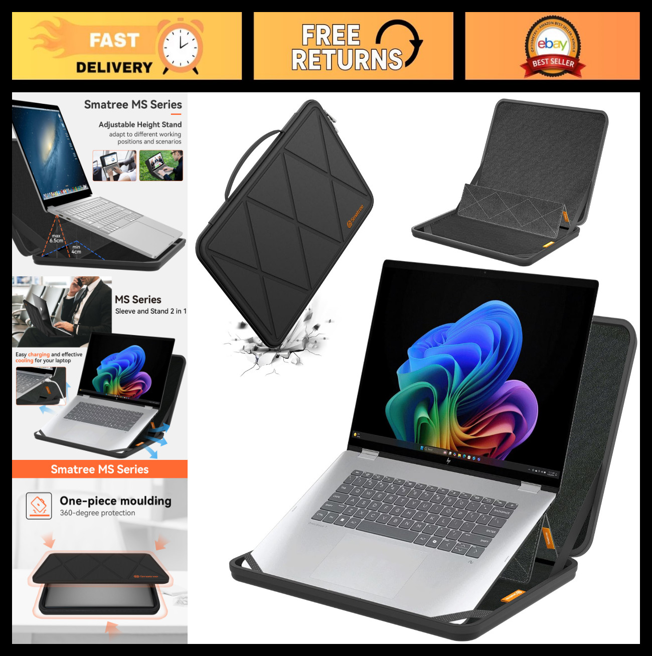 Hard Protective Case with Stand for 16" HP OmniBook XFlip - Durable, Lightweight