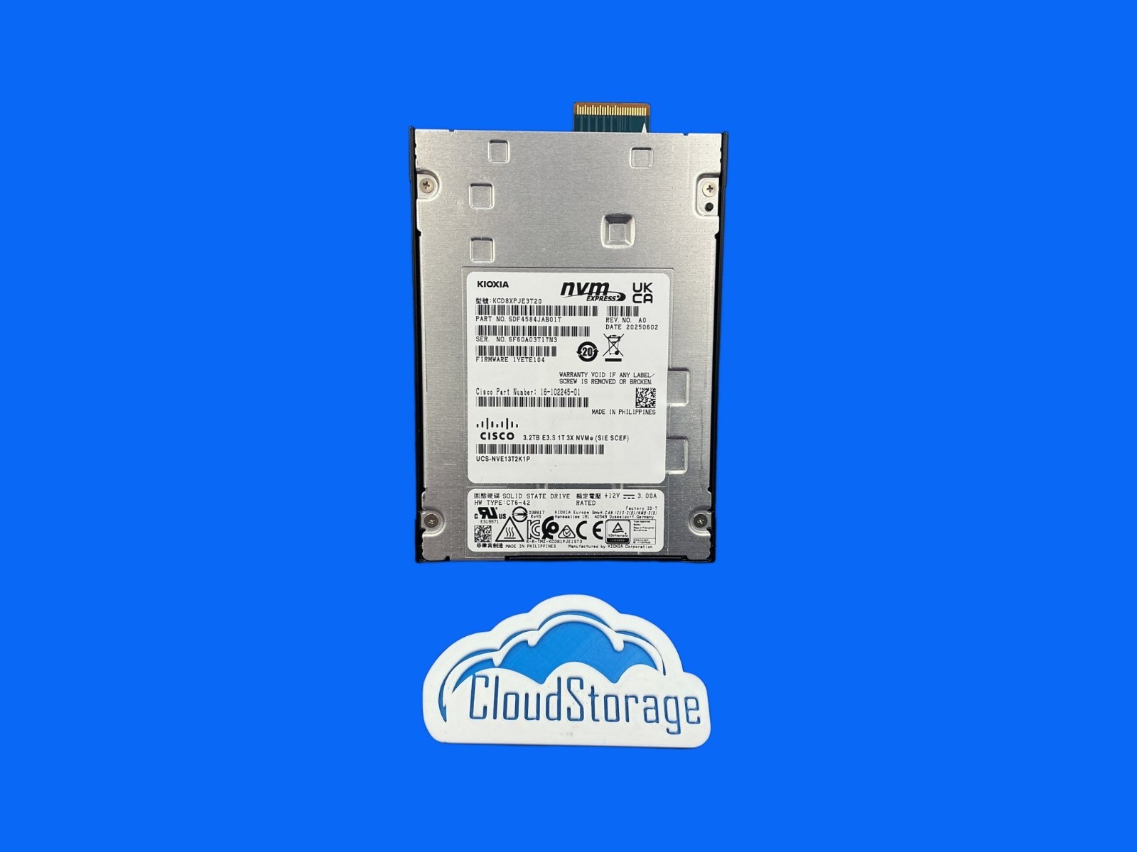 KCD8XPJE3T20 KIOXIA CD8P-V 3.2TB PCIe Gen5 NVMe E3.S SSD CISCO 16-102245-01