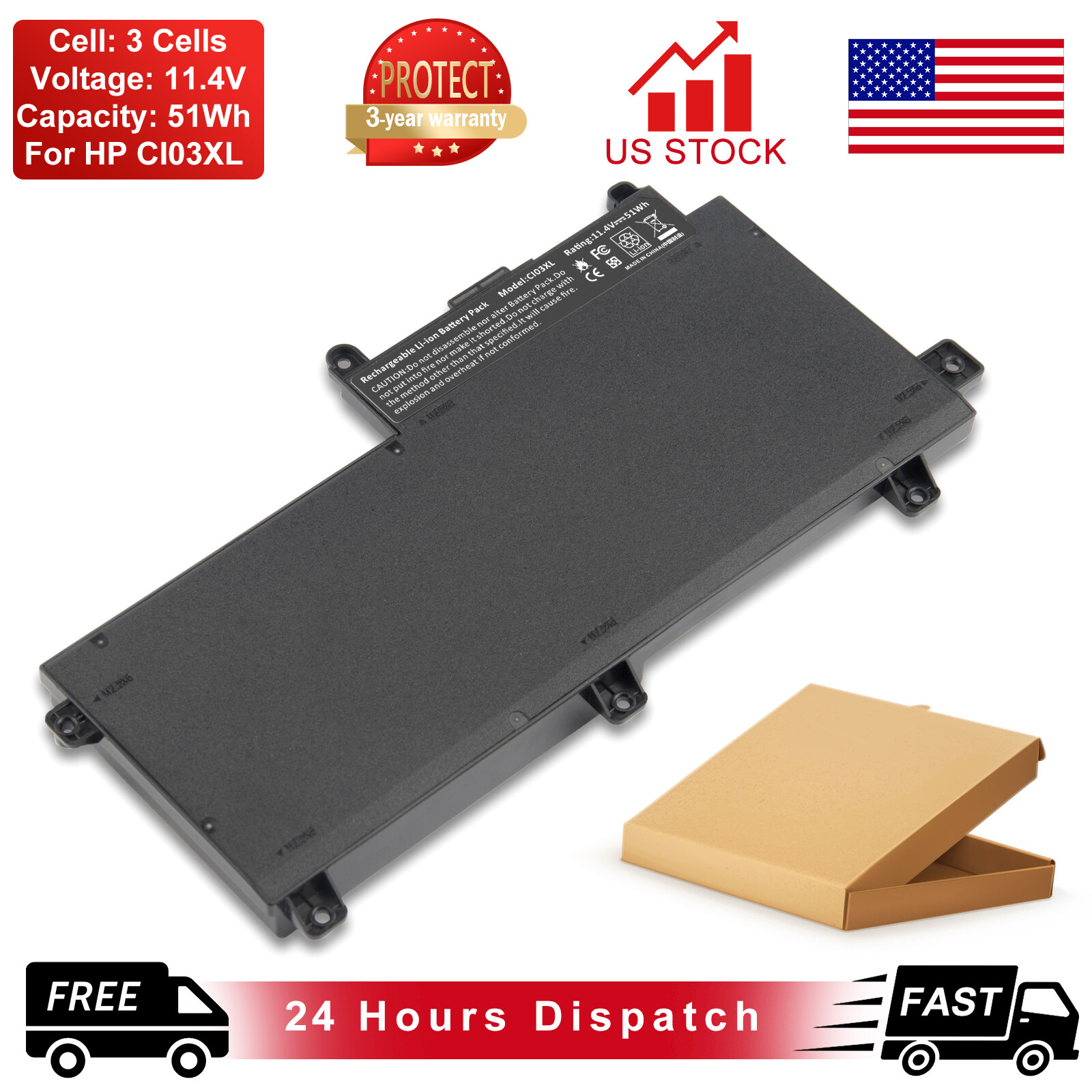 CI03 CI03XL Notebook Battery For HP ProBook 640 645 650 G2 HSTNN-UB6Q 801554-001
