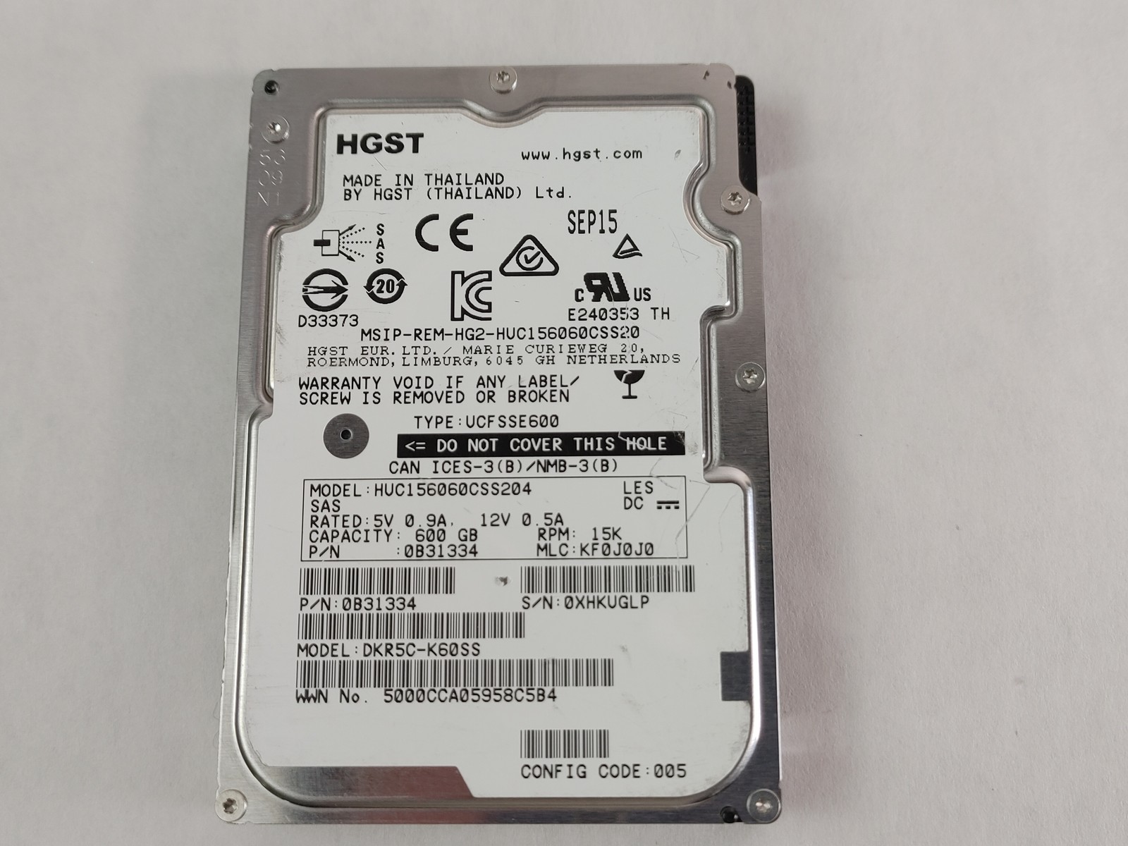 Lot of 2 HGST HUC156060CSS204 600 GB SAS 3 2.5 in Enterprise Drive