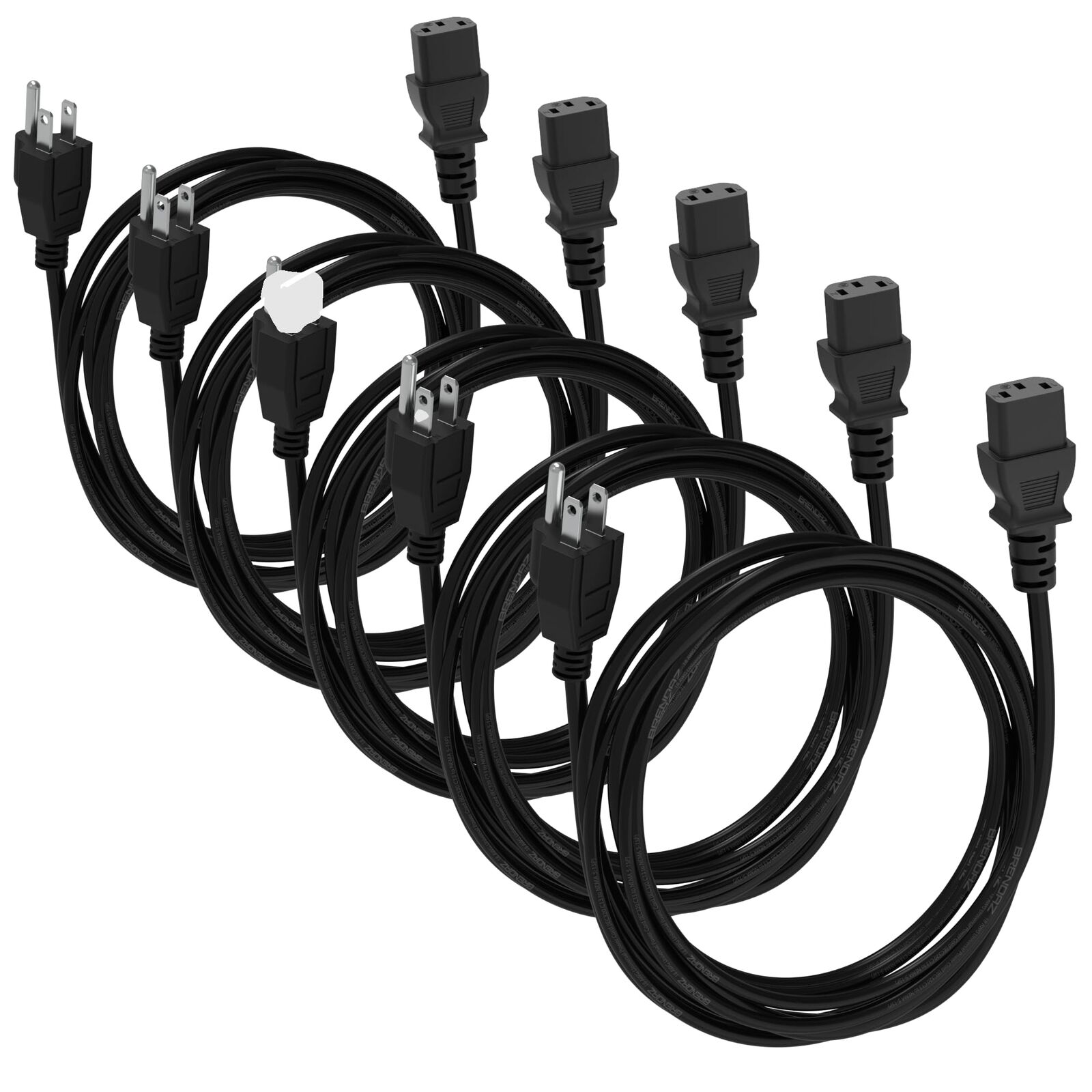 5-Pack Universal Power Cord Power Cable for Computer Monitor TV Printer Scann...