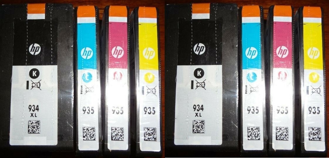2 Sets 4 NEW (8 total) Genuine HP 934XL Blk 935 Clr Ink Cartridges SEALED SLEEVE