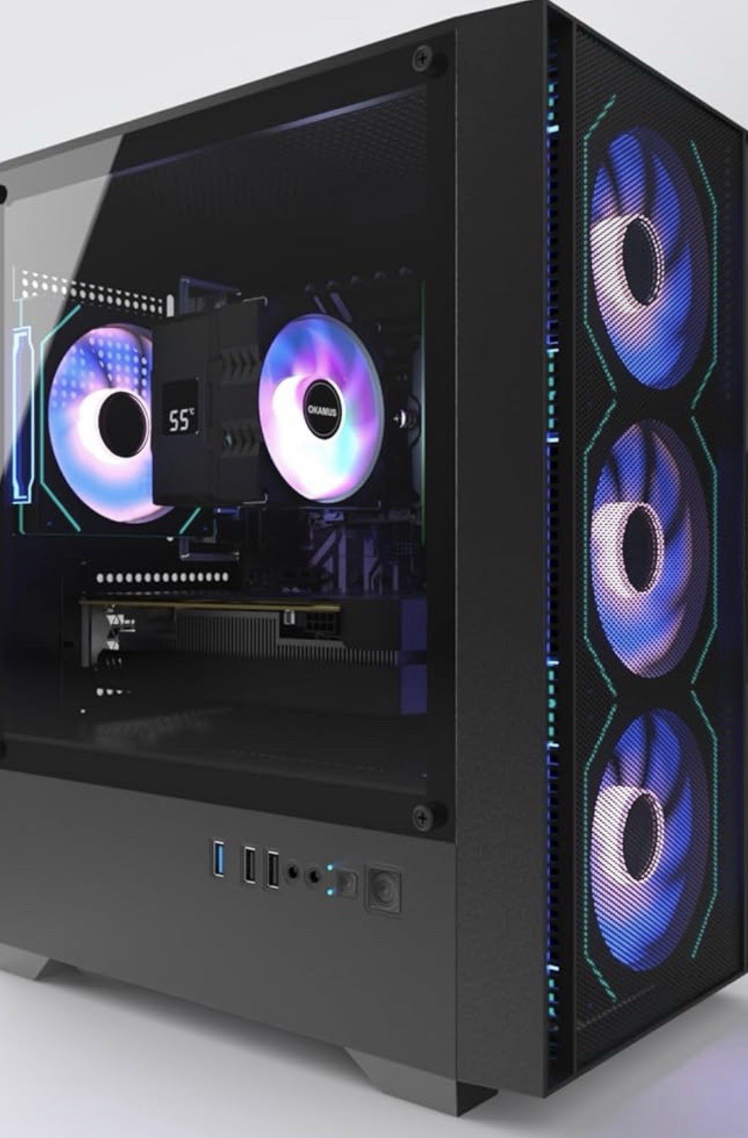 OKAMUS Gaming Tower Desktop i7 16GB 512GB SSD GTX 1660 SUPER WiFi BT RGB
