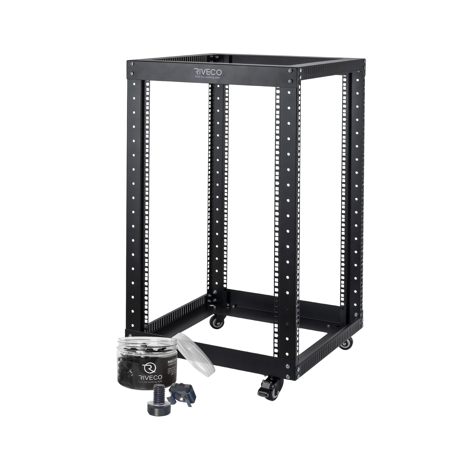 RIVECO 18U Server Rack + M6 Screws Cage Nuts 50 Sets