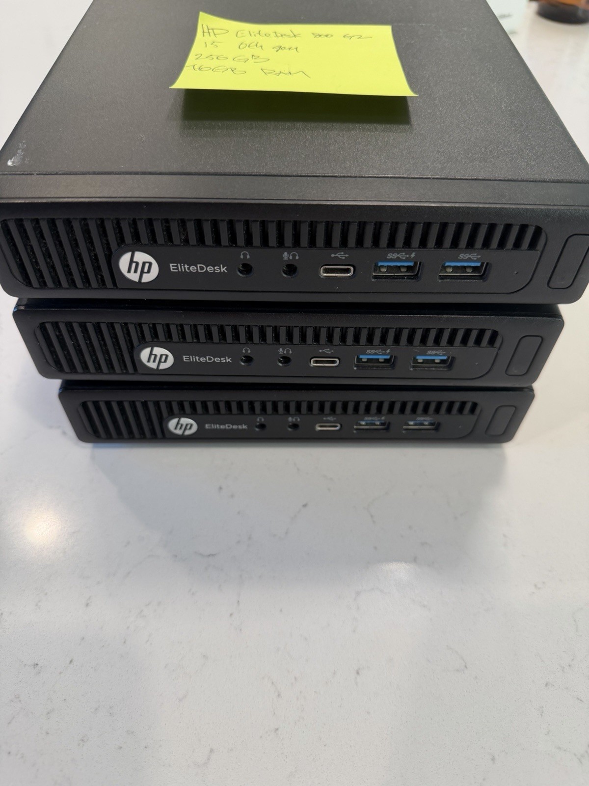 Lot of 3 HP EliteDesk 800 G2 Mini PCs | Core i5 | 16GB RAM Each | Used, Working