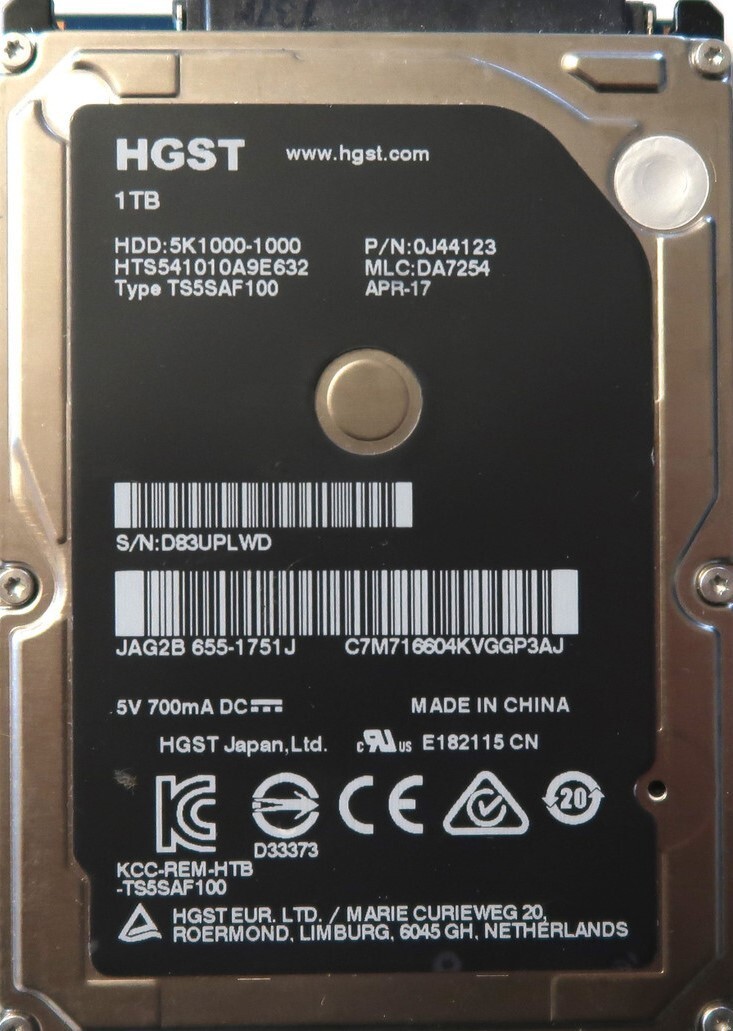 Hitachi HTS541010A9E632 0J44123 DA7254 1TB 2.5" (See description for details)