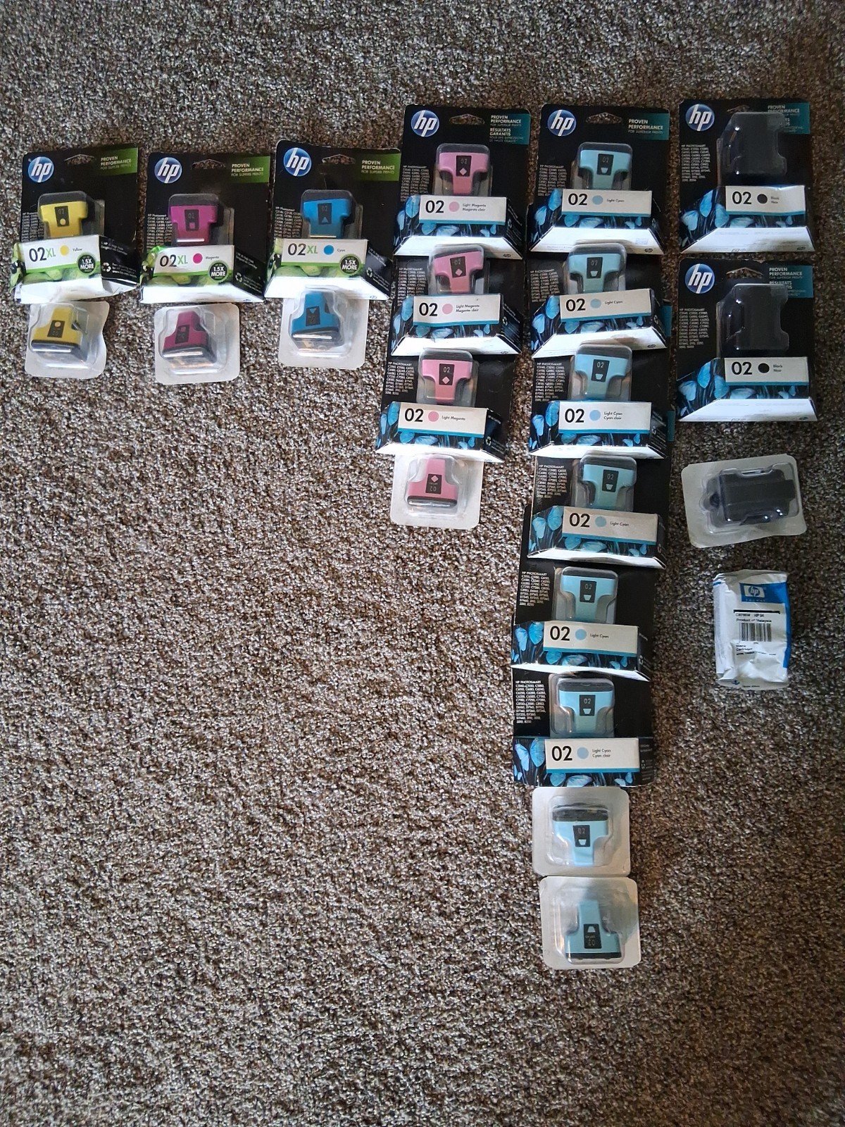 HP 02 Ink Cartridges New Sealed NOS Some Damage On Packages Mixed Colors/Lot