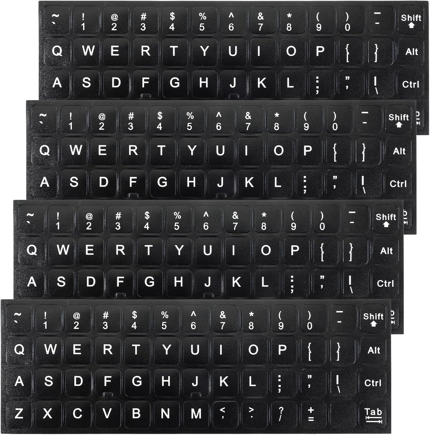 4PCS Keyboard Letter Stickers, Ultra-Clear Black Background with White Text Lapt