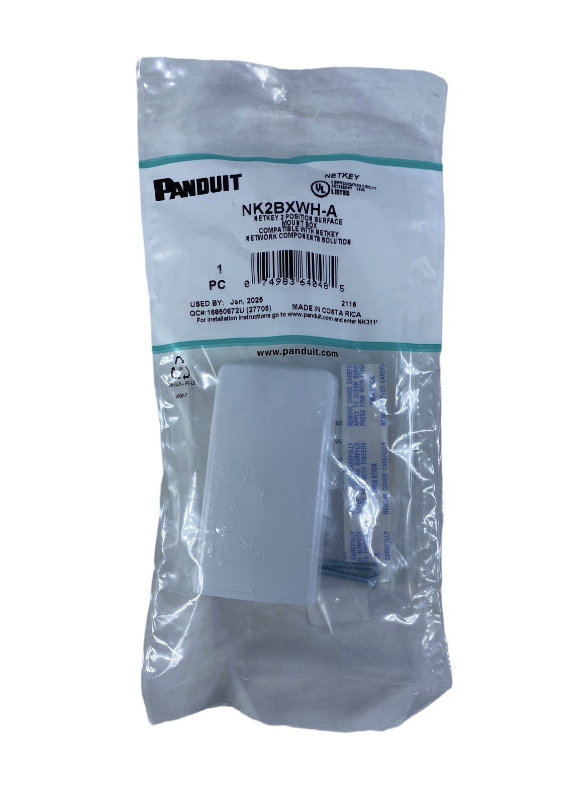 Panduit NK2BXWH-A Surface Mounting Box for LD3/LD5 Netkey Jack Fitting 2-Port