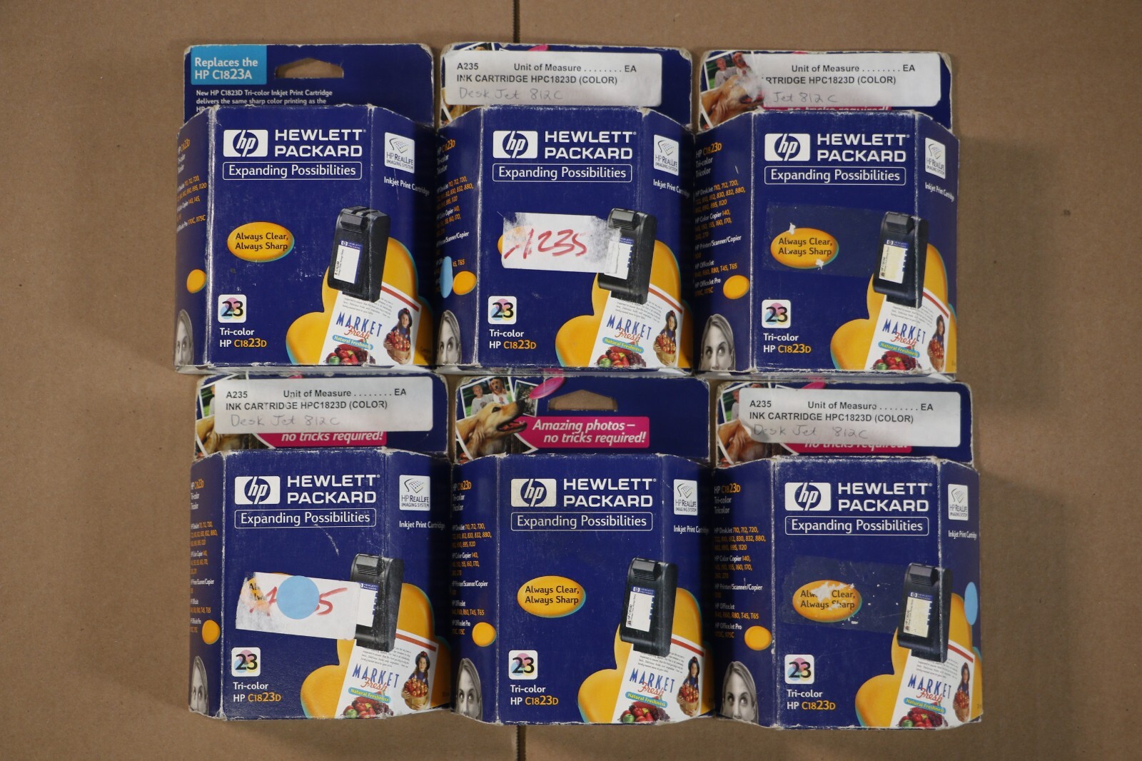 Lot Of 6 HP Deskjet 710,712,720,722 Tri-Color Inks HP 23 C1823D Same Day Ship