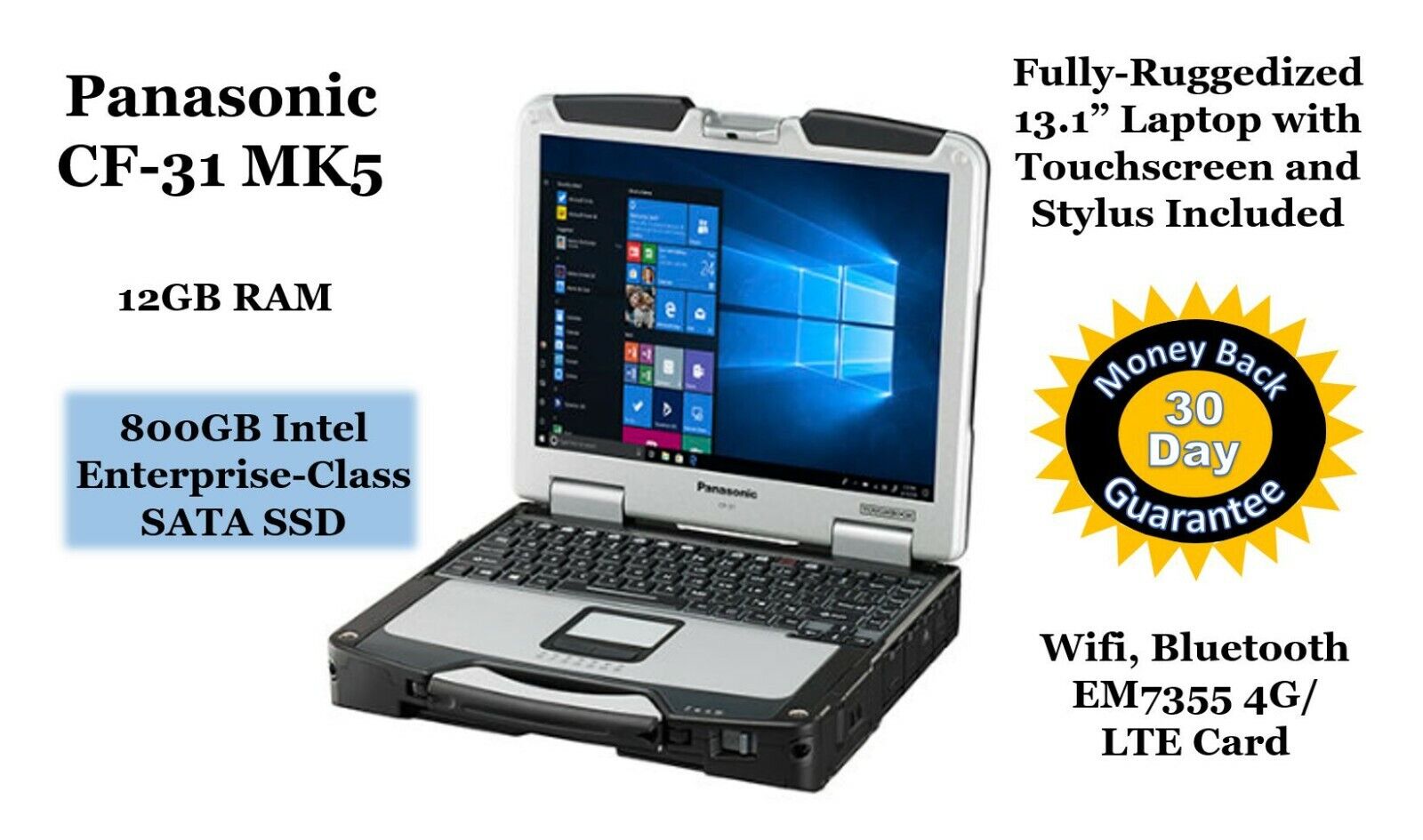 CF-31 Toughbook MK5 i5-5300U 12GB RAM 800GB Intel SSD Win 10 Pro Touch LTE Gr A+