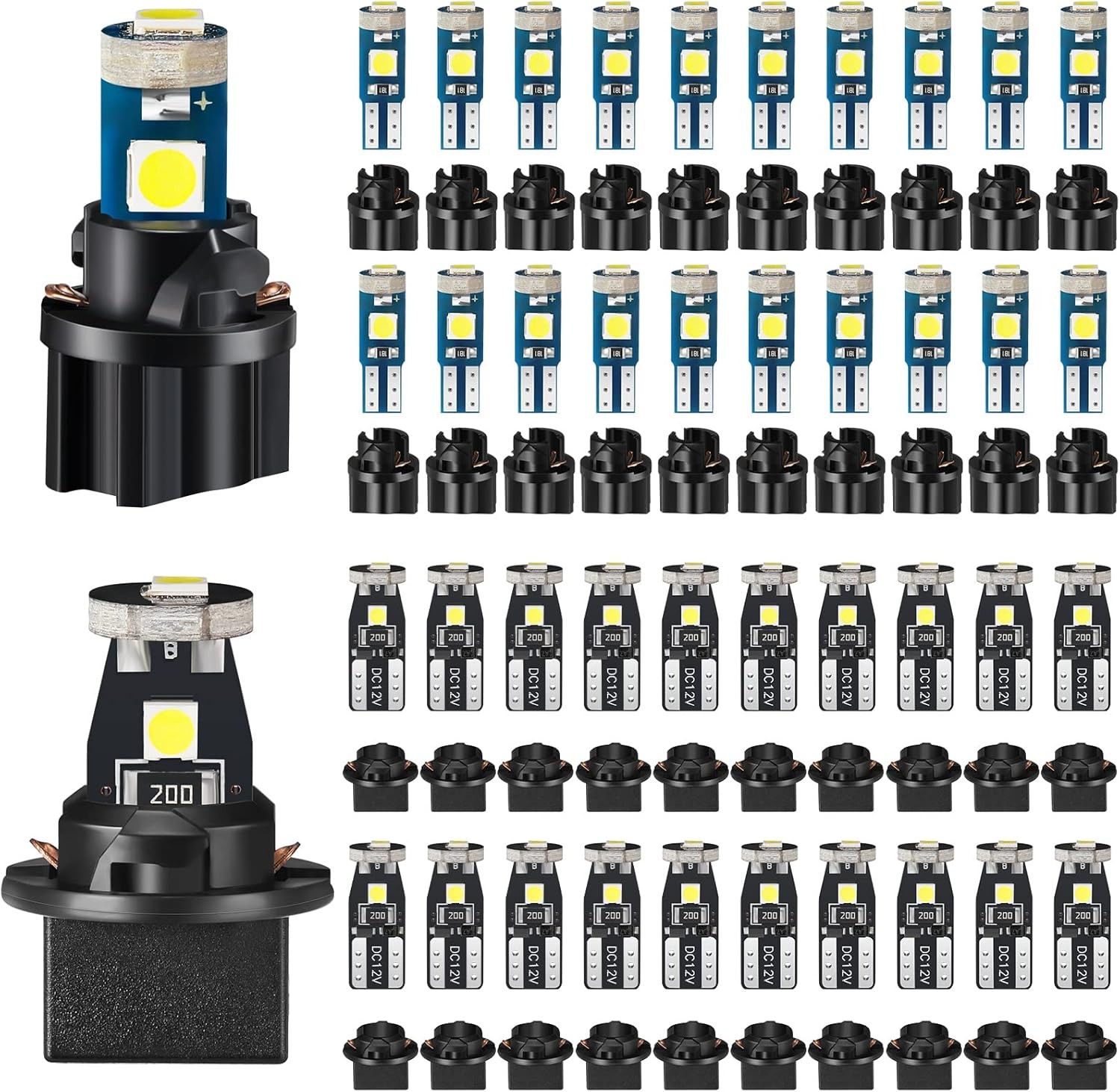 40 Pieces T5 T10 LED Bulbs Dash Lights with Twist Socket Instrument Dashboard LE