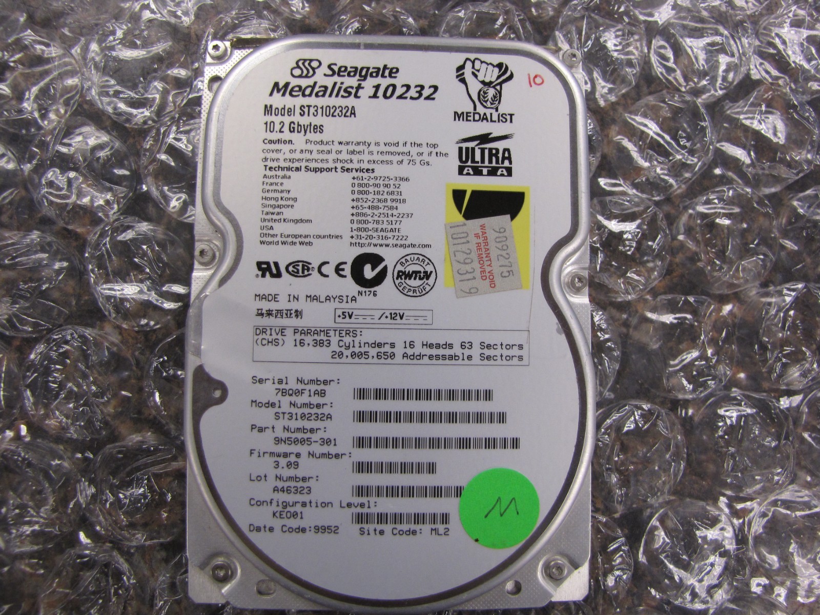 Seagate Medalist 10232 ST310232A 10.2GB 5.4K ATA 3.5'' Hard Drive TESTED & WIPED
