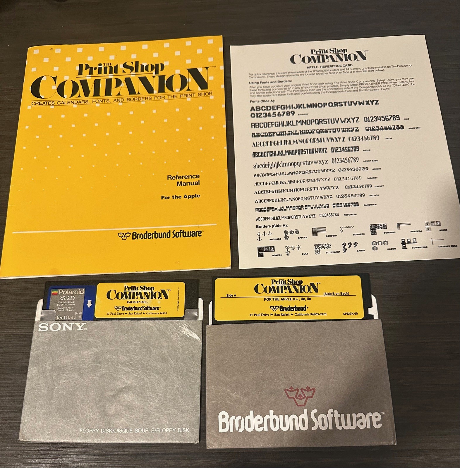 Print Shop Companion manual+disk Apple II plus IIe 2 printer computer software