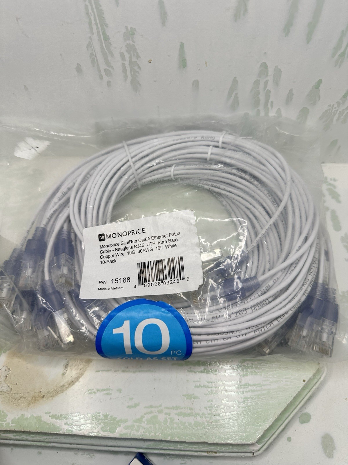 Monoprice - 15168 - Monoprice 10-Pack, SlimRun Cat6A Ethernet Network Patch New