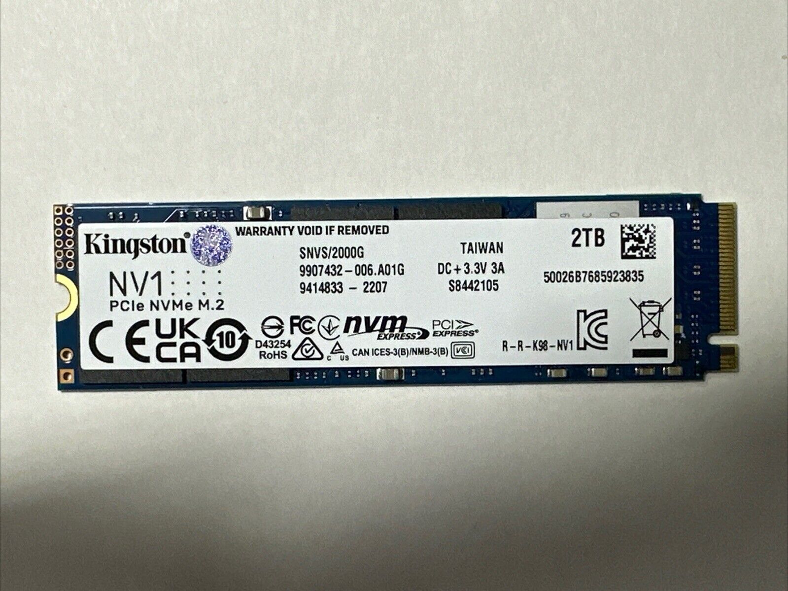 Kingston NV1 2TB PCIe NVMe M.2 Internal SSD (SNVS/2000G)