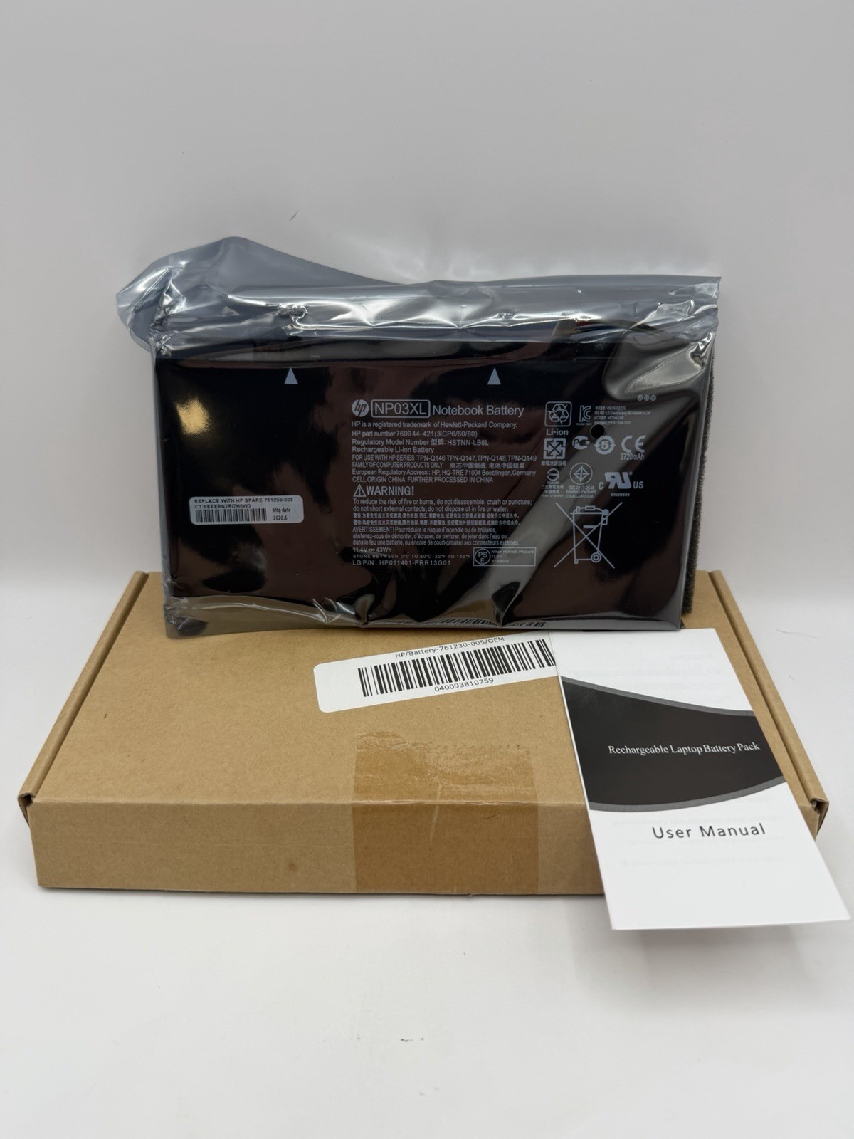 OEM NP03XL 11.4V 43WH BATTERY FOR HP ENVY X360 15‑U 13‑A 13‑B 760944‑421 NEW NOS