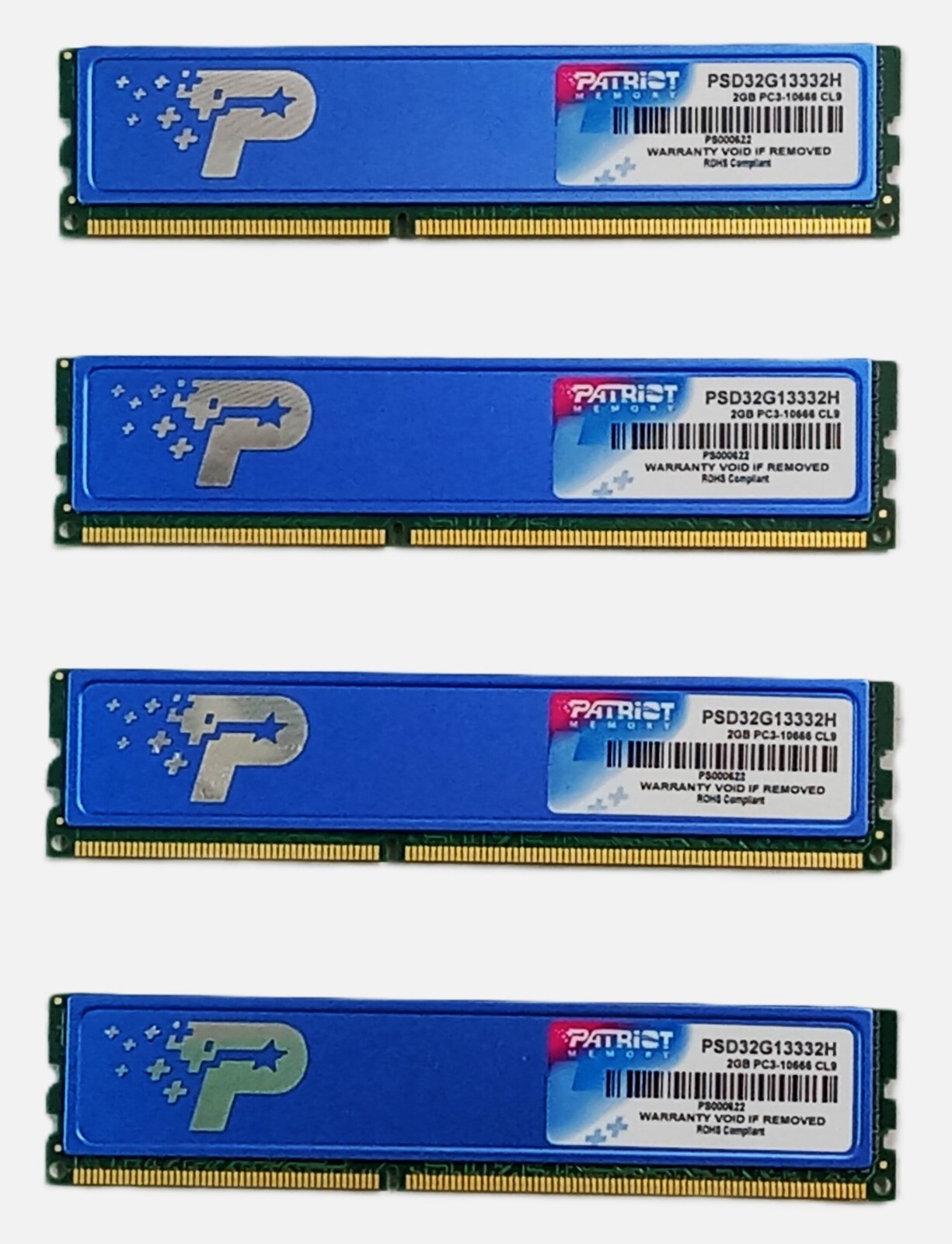 (4 X 2GB) PATRIOT SIGNATURE 8GB PC3-10600 DDR3-1333MHZ PSD32G13332H MEMORY RAM