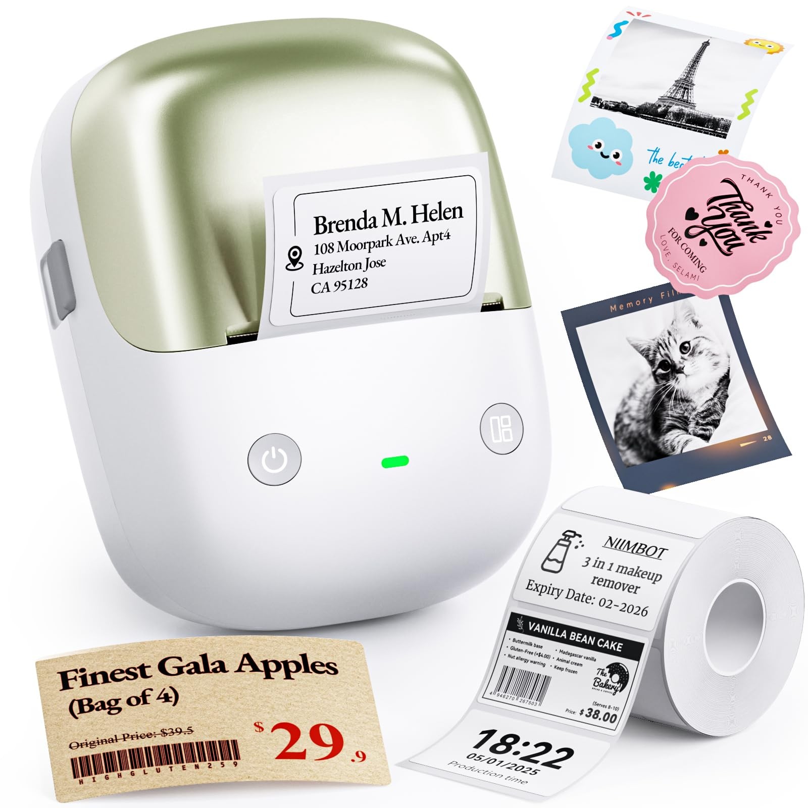 NIIMBOT B2 Pro Bluetooth Label Maker, 300DPI HD Thermal Sticker Printer | , P...