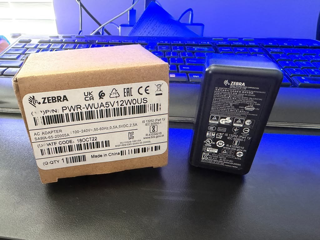 Zebra PWRS-WUA5V12W0US AC Power Adapter 5V 2.5A 12.5W USB OEM