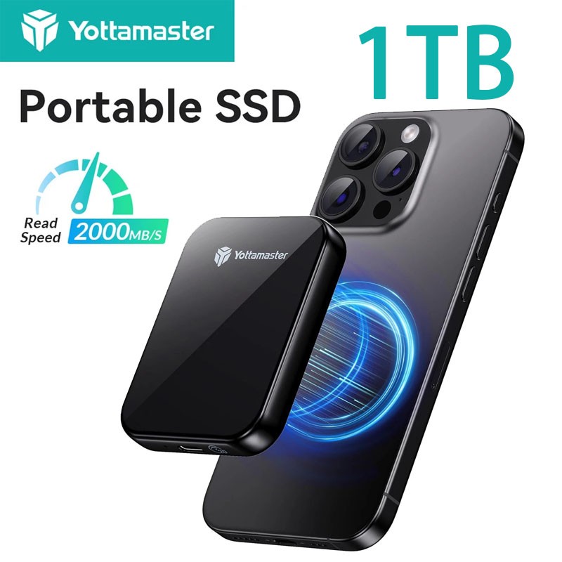 Yottamaster 1TB 2TB Magnetic External SSD USB3.2 Gen2x2 Solid State Drive 20Gbps