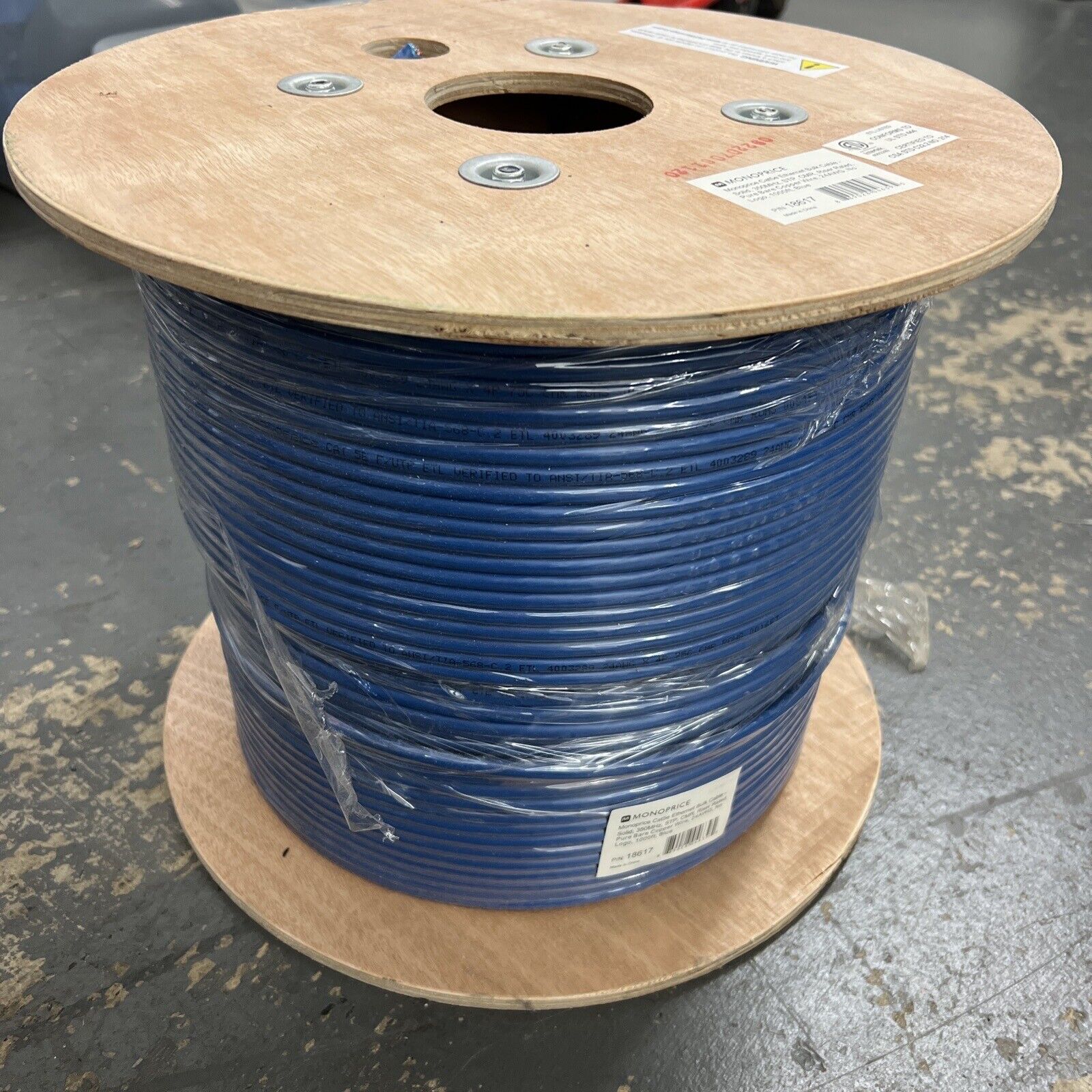 CAT6 1000ft Bulk Solid Bare Copper SHIELDED F/UTP PLENUM Cable 550Mhz  Blue (V)