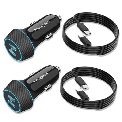 2 Pack 90W USB C Car Charger Super Fast Charge for iPhone/Samsung 5 ft Black